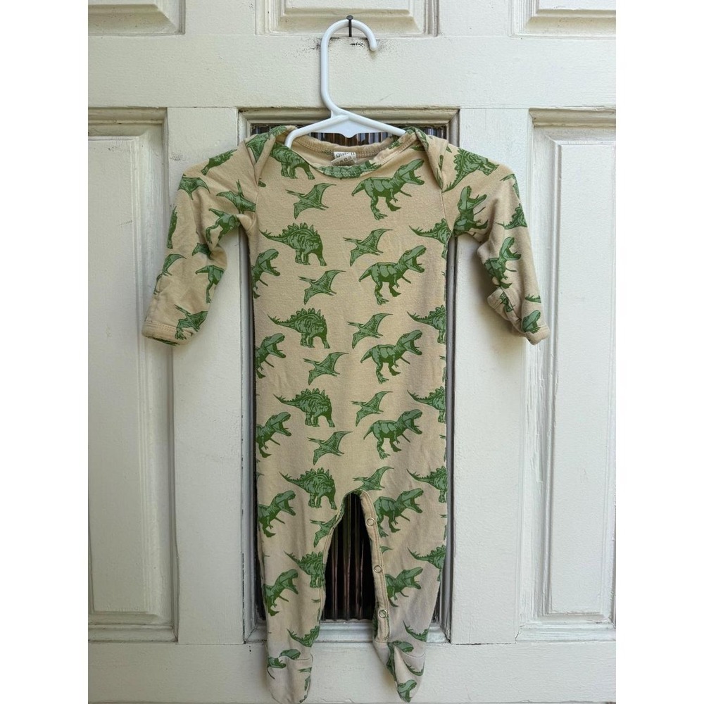 Kate Quinn Dinosaur Bamboo Viscose Footie Sleeper Tan Green Size 0-3 Months